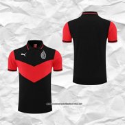 AC Milan Camiseta Polo del 2022-2023 Negro y Rojo